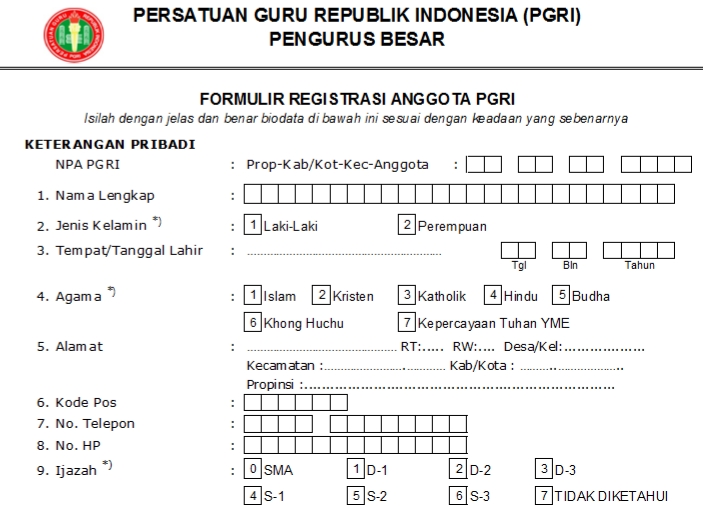 Pendaftaran PGRI Ngaglik - Persatuan Guru Republik Indonesia Cabang Ngaglik